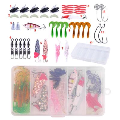 Fishing Lure Set Realistic Looking Vibrant Color Compact Design Portable Soft Lure Fake Bait with Treble Hooks