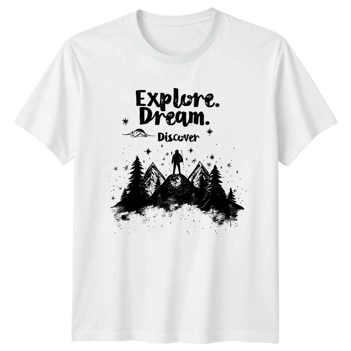 Explore Dream Discover T-Shirt Hiking Camping Outdoor Adventure Birthday XL