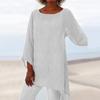 Autumn Chic Loose Pullover Blouse Long Sleeve O Neck Irregular Hem T Shirt Women