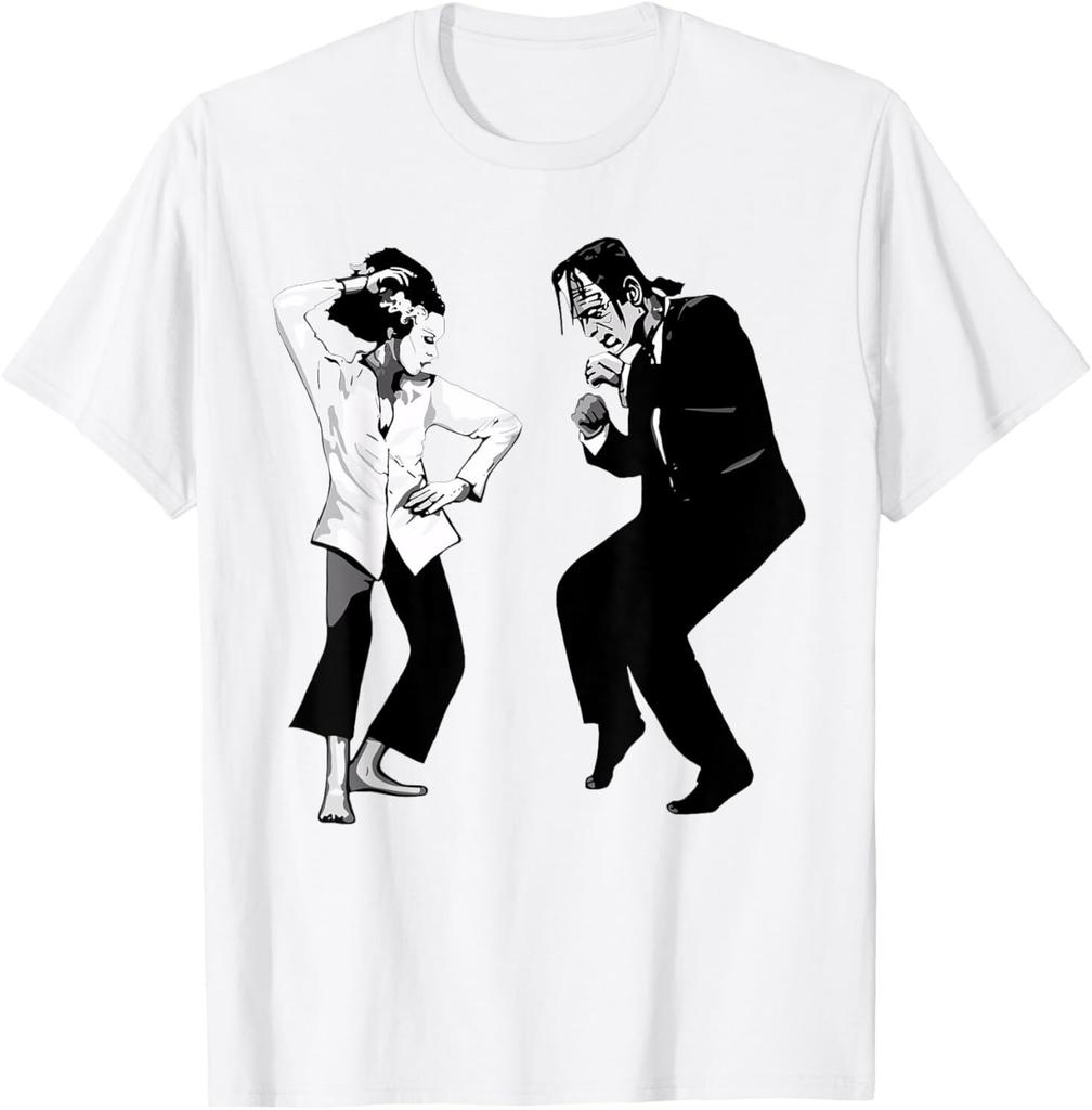 Retro Funny Frankenstein Monster And Bride Dancing Halloween T-Shirt