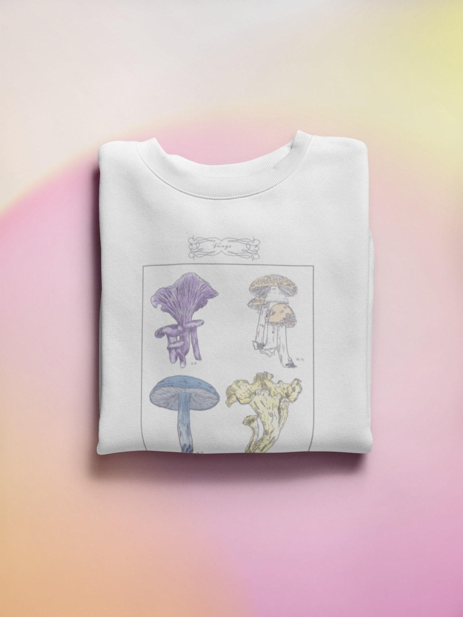 Mushroom T-shirt: Trippy Fungi Cartoon, Vintage Style S