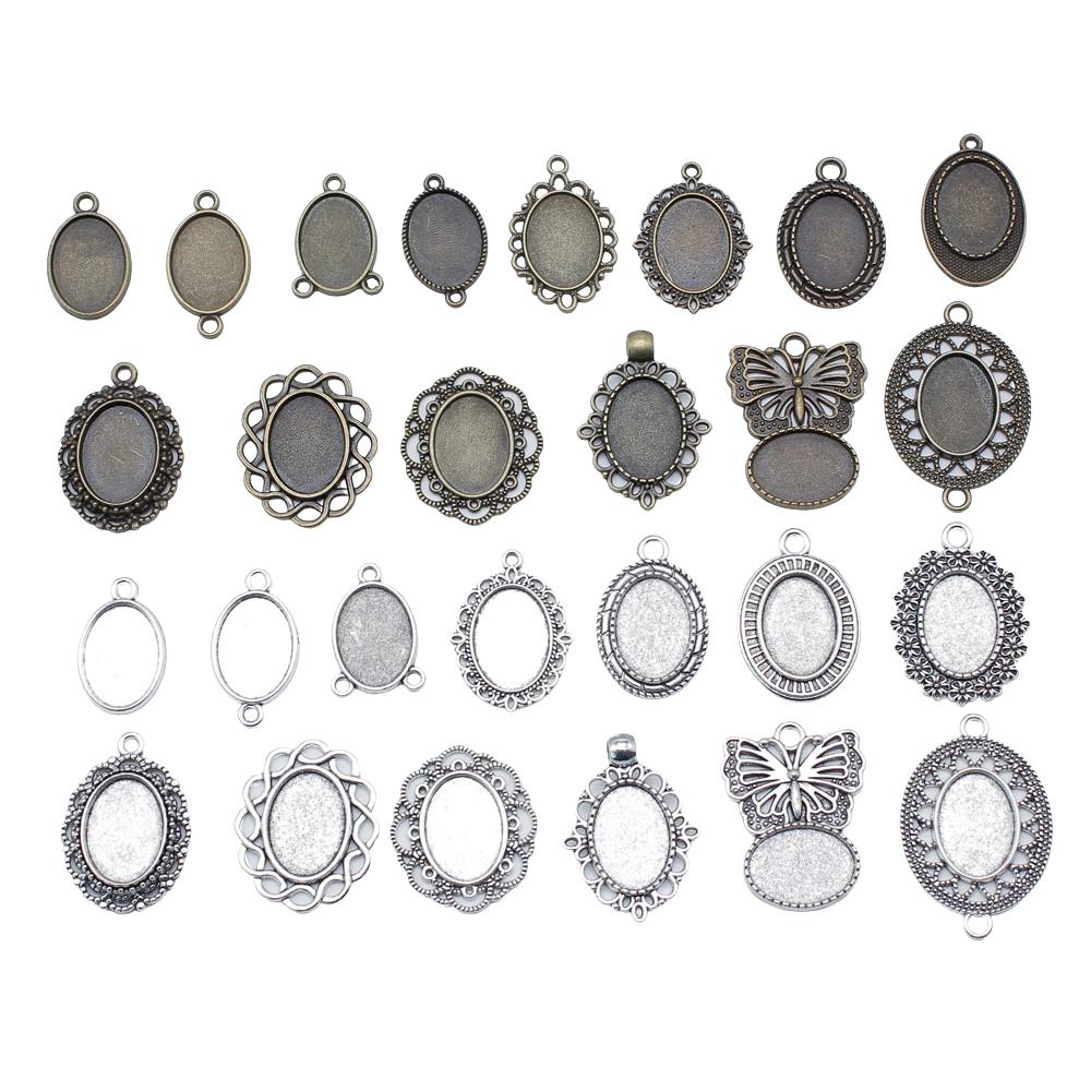 10pcs Fit 13x18mm Oval Glass Cabochon DIY Oval Cameo Cabochon Pendant Base Setting For DIY Jewelry Making