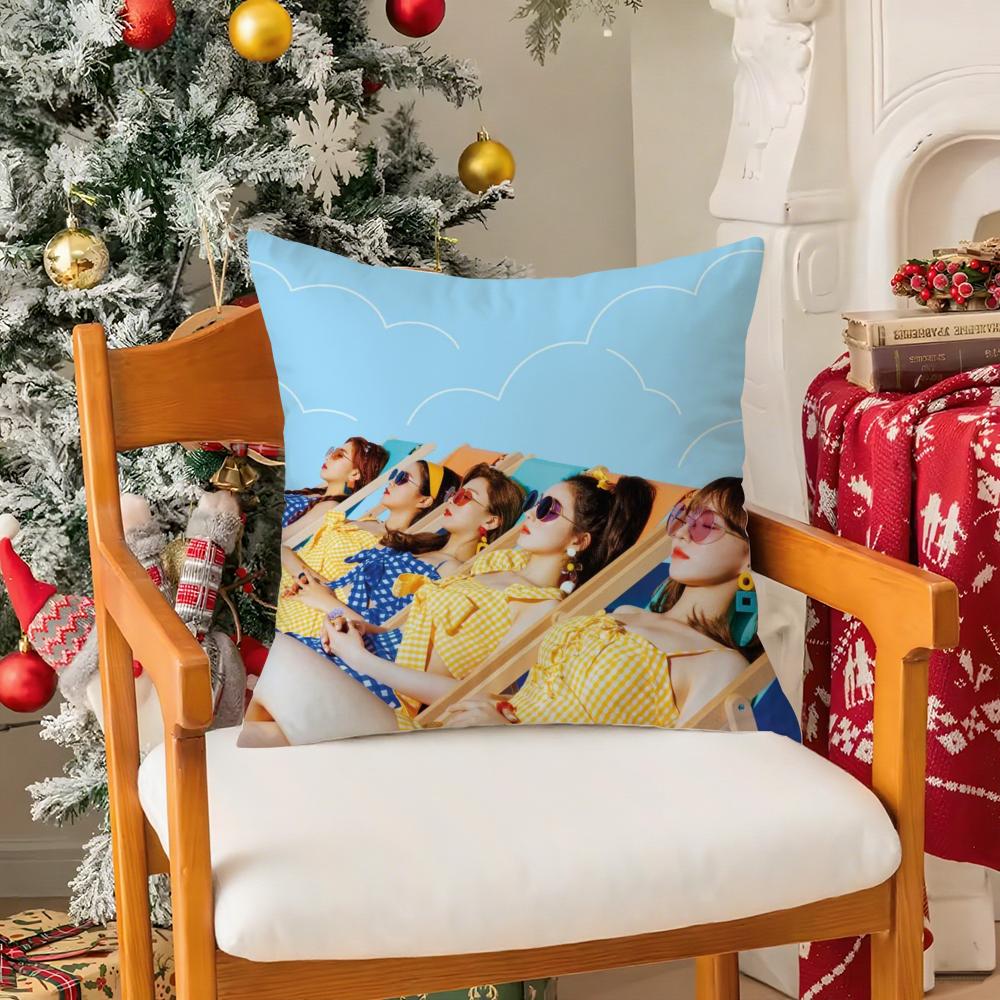 R-rot V-Samt Girlgroup Album Kissenbezug Seidig Kurzer Plüsch mit Unsichtbarem Reißverschluss Staubdicht Sofa Kissenbezug für Heimdeko