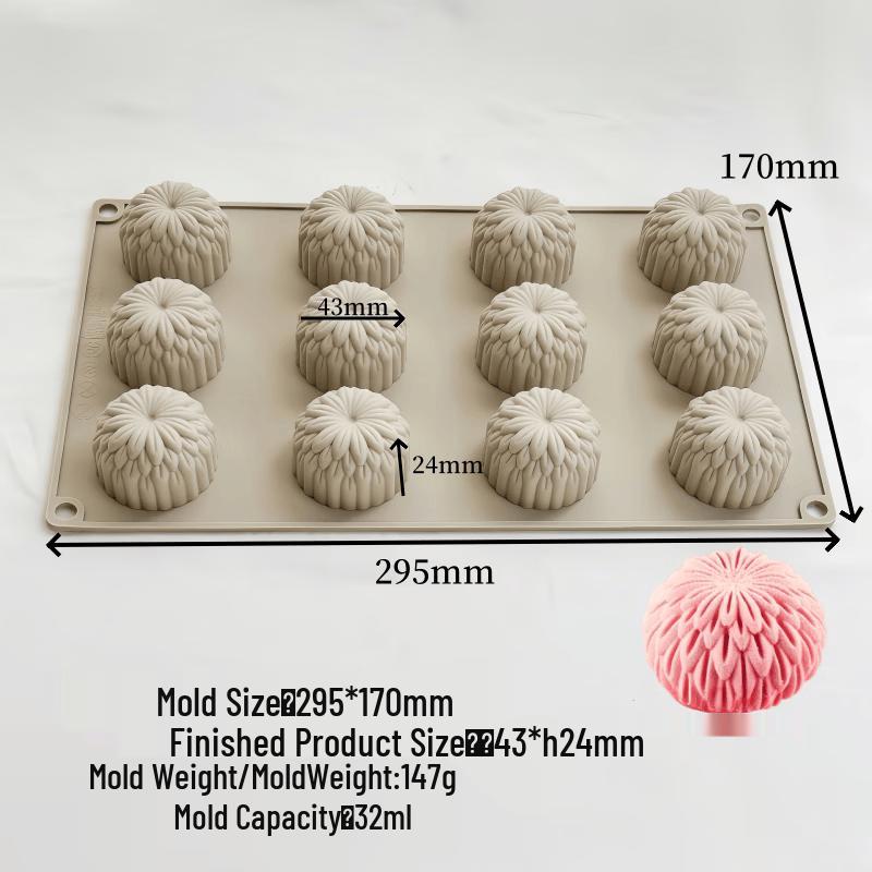 12-Cavity Chrysanthemum Flower Baking Mold