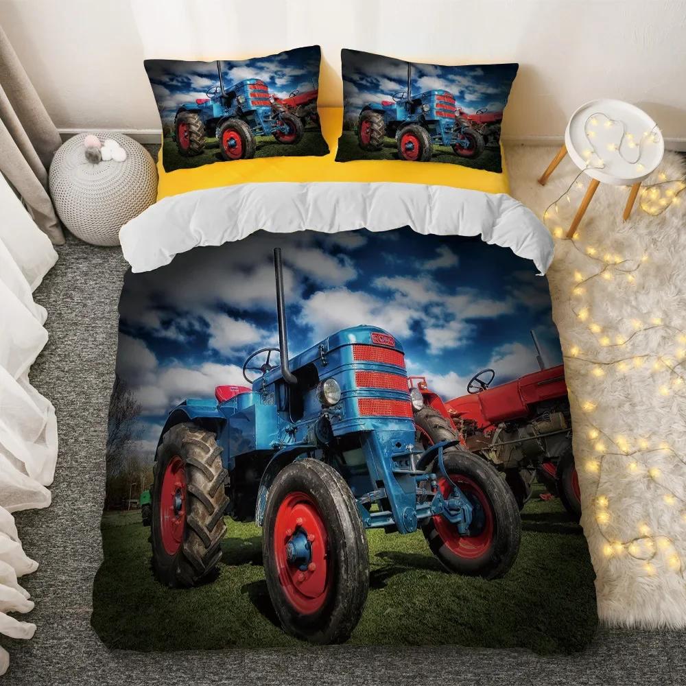 Comforter Rooster Rural Farmhouse On The Country Road With Barn Tractor On Side In Stormy Day Picturedecorative Bedding