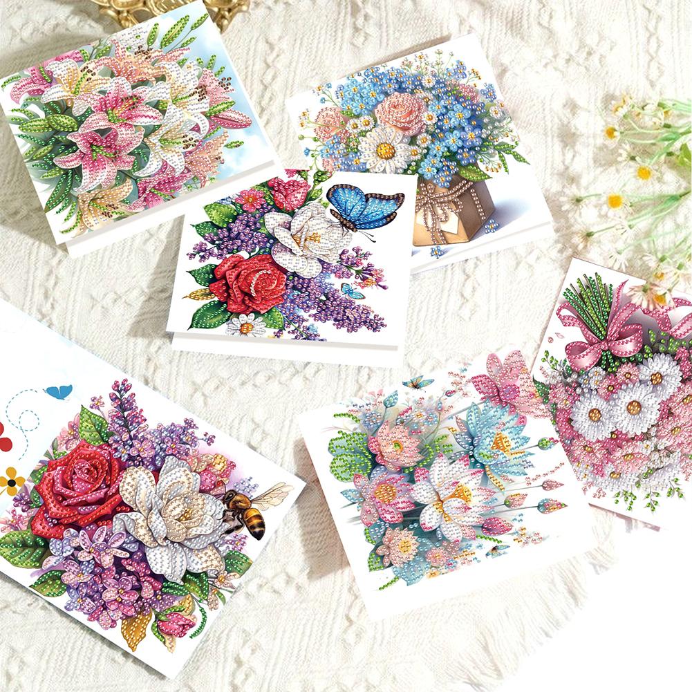 8Pcs Christmas Diamond Handmade Card Rhinestone Painting Card Kit Diamond Painting Greeting Card for Holiday Party Favors