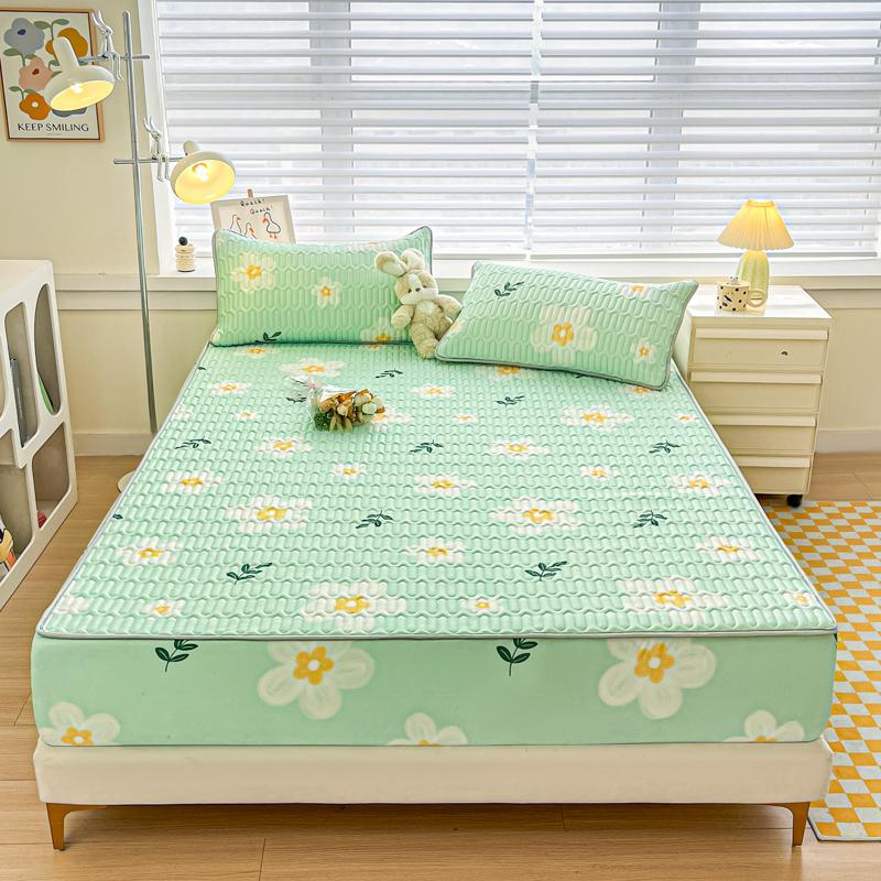 Bonenjoy Summer Mattress Cover Cooling Feel Bedspread Quilted Bed Cover Queen Size Bedsheet Fundas De Colchón (No Pillowcase)