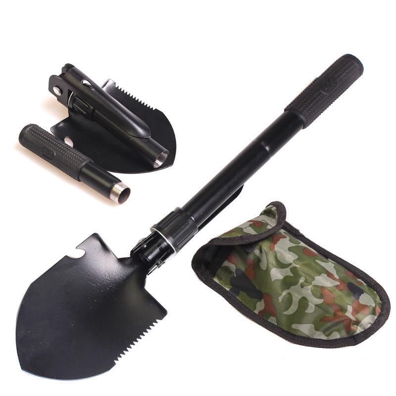 Multifunctional Folding Shovel Garden Tools Camping Mini Telescopic Snow Scraper Foldable Agricultural Military Survival Spade чёрный