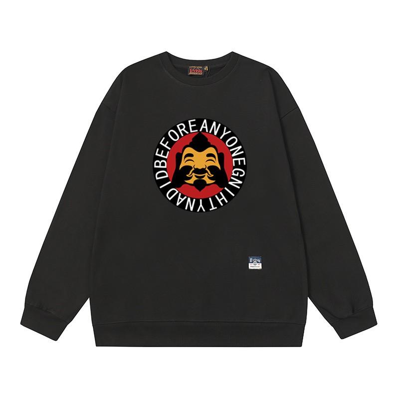 EV God Fortune M Buddha Head Print Crewneck Sweatshirt Loose Fit Men Women Casual Top