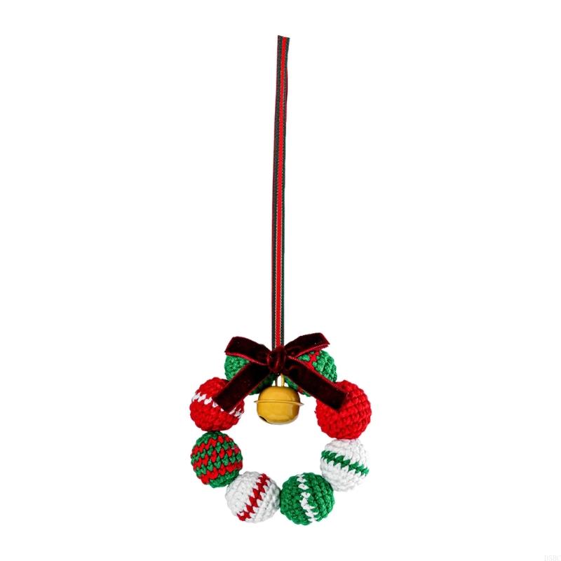 Santa Knitted Wreath Handcrafted Christmas Hanging Decoration For Home Festival Party