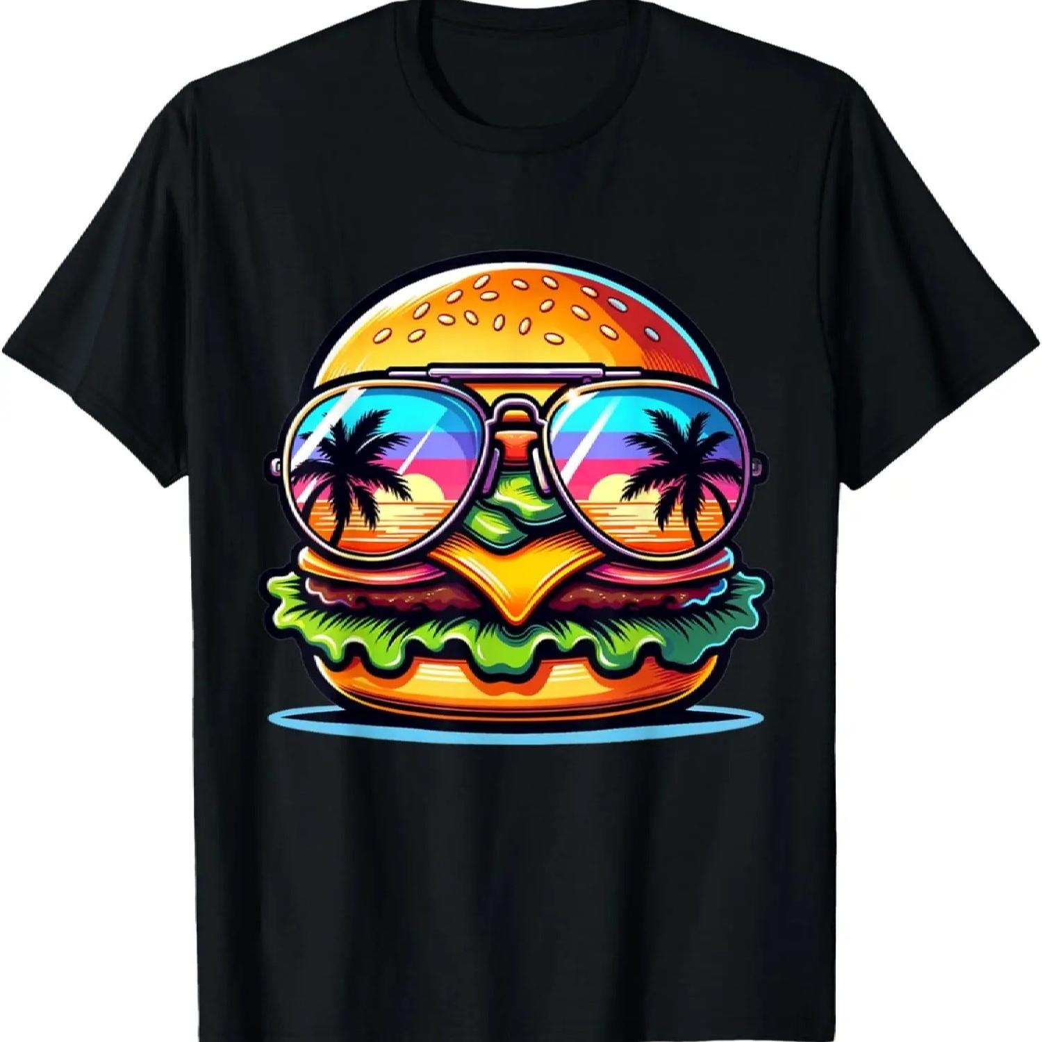 Burger With Sunglasses Burger Themed Birthday Vacation T-Shirt S