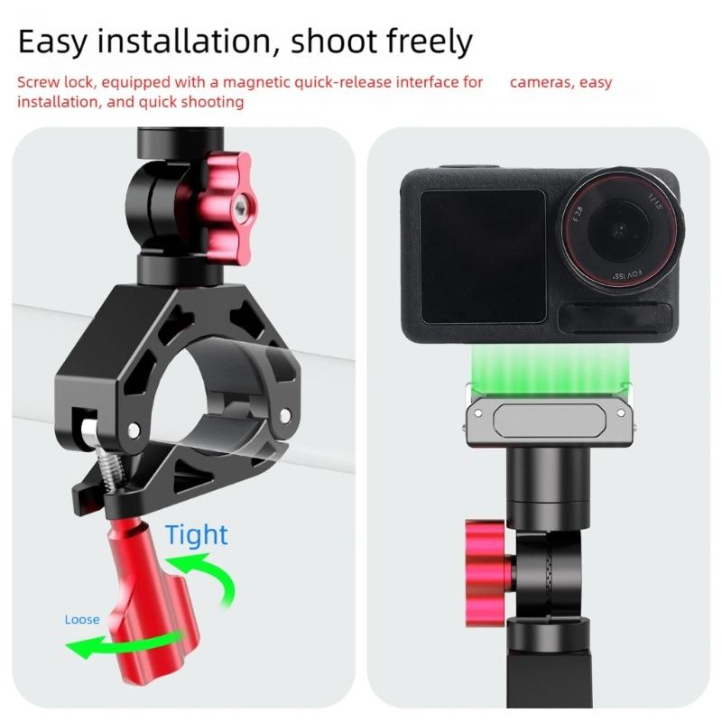 Quick Release Action Camera Handlebar Mount With 360 Adjustable Rotation Aluminum Alloy Clamp For Bikes Motorcycles