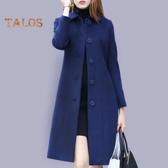 Cappotto di Lana da Donna Autunno Inverno Colletto Revers Monopetto Largo Lunghezza Media Spesso Caldo Soprabito per Pendolarismo Appuntamenti Viaggi