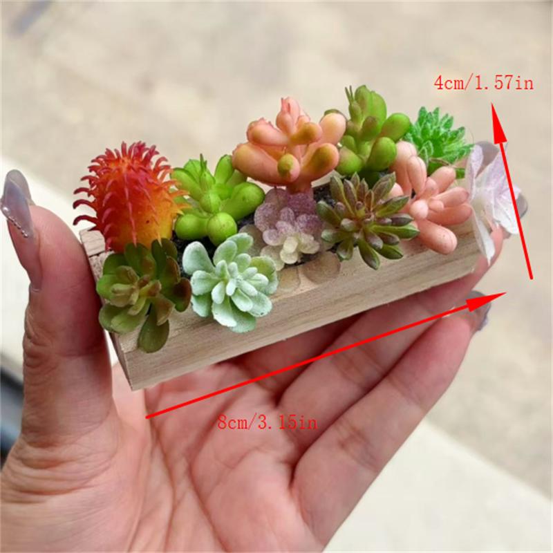 1Pcs Dollhouse Green Plant Pot Model Miniature Wooden Trough Micro Landscape Decor Ornaments Pretend Play Toys
