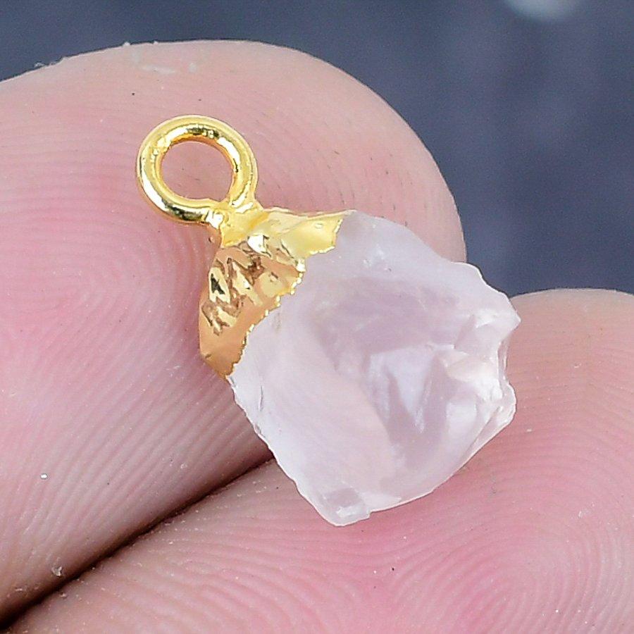 Rosenquarz Rohstein 925 Sterlingsilber Schmuckanhänger 0,59"