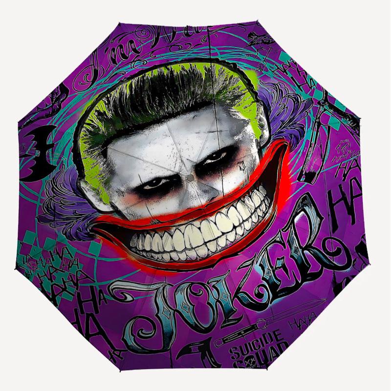 1PC Joker Suicide Squad Umbrella-8-Rib Reinforced, Automatic Open, Lightweight & Durable, Cute Fashion Accessory for Outdoor, D2635