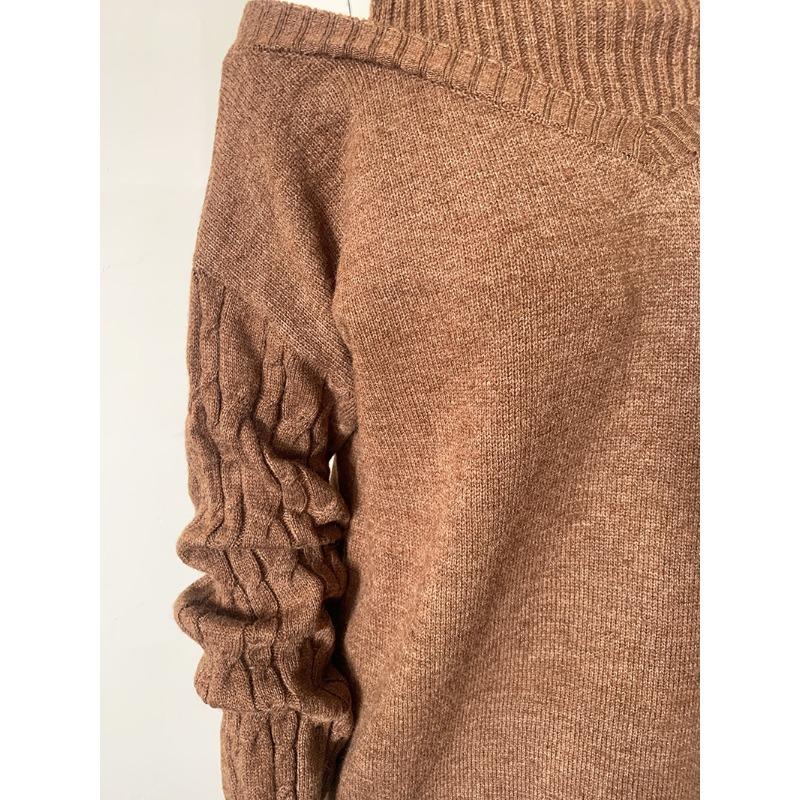 Autumn and Winter Women's Strapless High Neck Loose Large Version of The Knitted Sweater