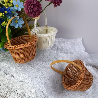 Çok İşlevli Elde Tutulan Dokuma Sepet Rattan Rustik Çiçek Sepeti Ev Dağınıklığı Malzemeleri