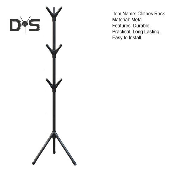 Multi Hook Clothes Rack Stand Coat Hanger High Stability Adjustable Height Easy Assembly Freestanding Clothing Storage Rack