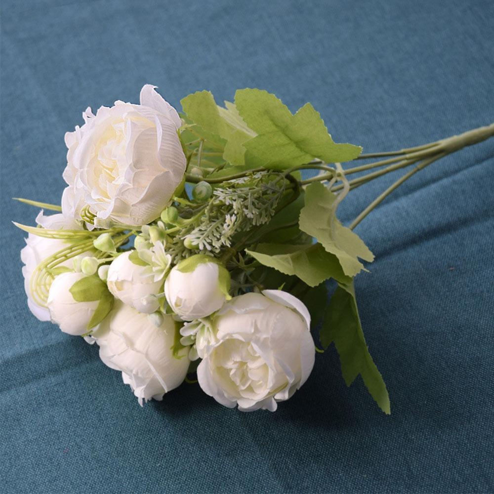 

Multicolor Lifelike Flowers Green Leaves Flower Bouquet NEW Faux Rose Flower Gift белый