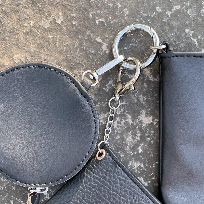 round carabiner round key ring 10 pieces back charm Connecting metal fittings back accessories outdoor silver small 3.6cm Wire 5mm x outer diameter