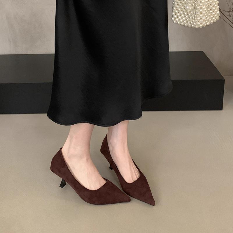Fashion SUOJIALUN 2025 New Brand Autumn Women Pumps Shoes Fashion Pointed Toe Shallow Slip On Boat Shoes Thin High Heel Pumps Shoes