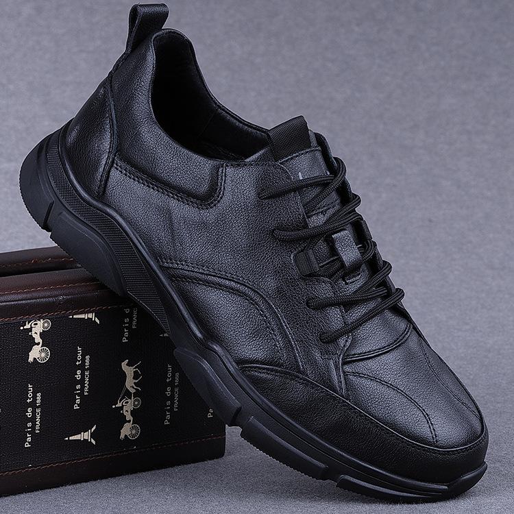 Men's shoes genuine leather autumn breathable first layer cowhide winter velvet sports shoes casual leather shoes soft leather soft sole shoes men