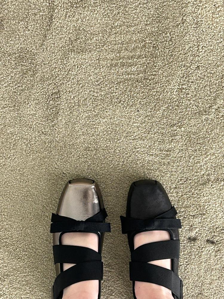 Sheepskin Version~ Ballet Style Leather Bow Mary Jane Single Shoes Women's Silver Platform Small Leather Shoes Ballet Shoes Ladyshoes