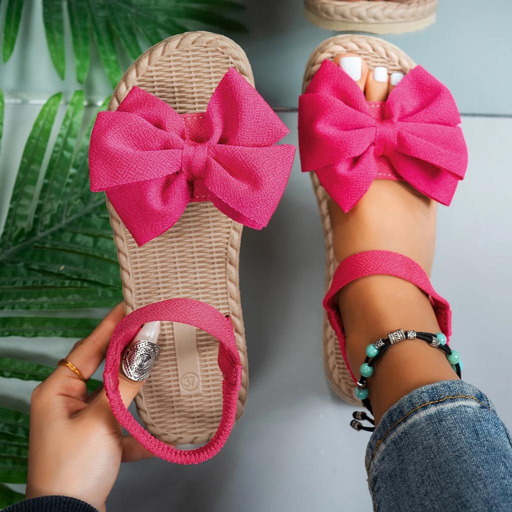Fashion Women Sandals 2025 New Summer Lightweight Sandals Women Fashion Beach Casual Sandals Outdoor Bow Tie Home Flat Shoes for Women