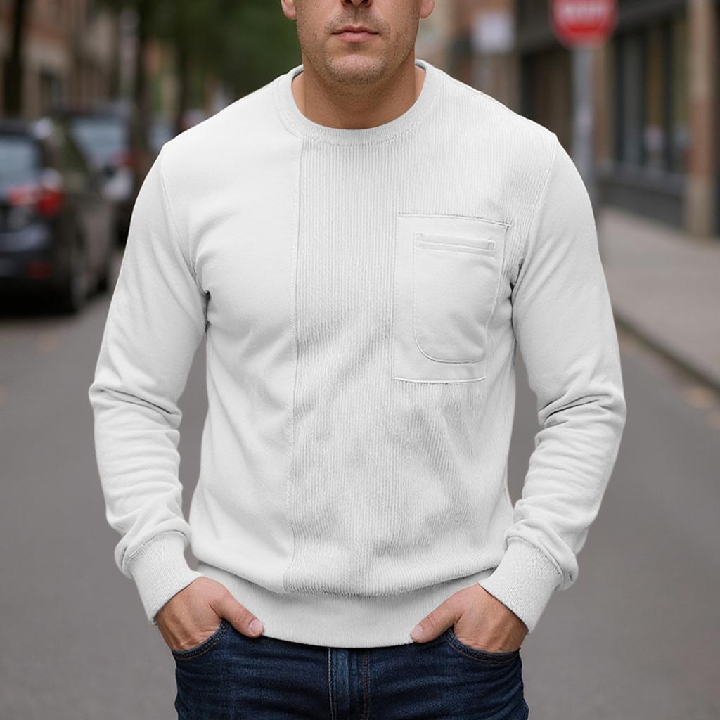 Splicing Round Neck Men's Casual Hoodie