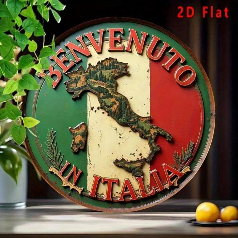 Vintage Italy Map Metal Sign Waterproof Aluminum Wall Art Home Decor