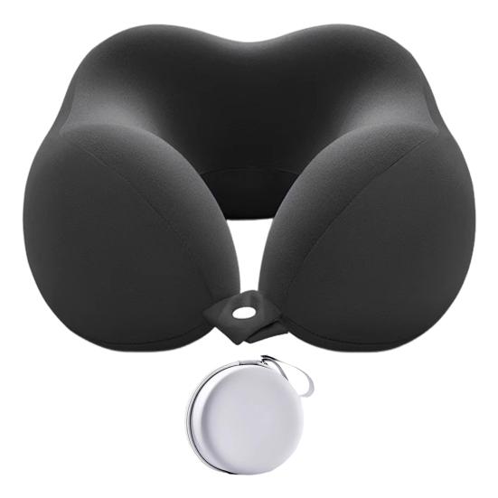 U-Shaped Neck Pillow Memory Foam Travel Neck Cushion Slow Rebound Neck Support Pillow with Storage Box for Cars Flights Home Office