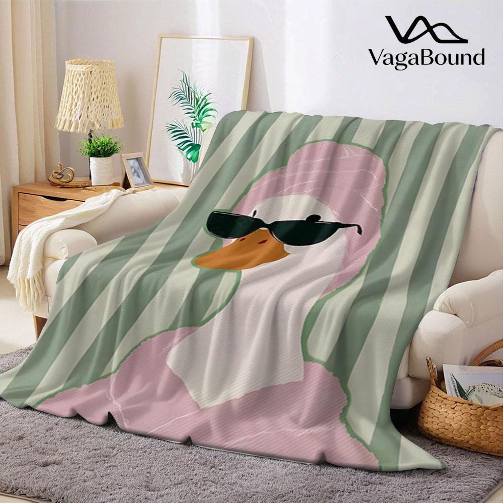 Cute Cool Duck Flannel Blanket Perfect for Sofa Office Bed Travel Sleep Read Relax Camping Four Season Use