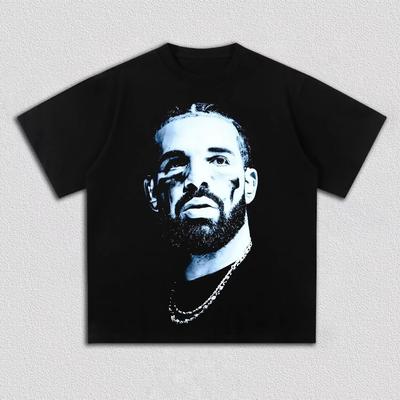 Drake Portrait Print T-Shirt, Unisex Casual Streetwear Short Sleeve Tee for Hip-Hop Rap Fans T-shirts