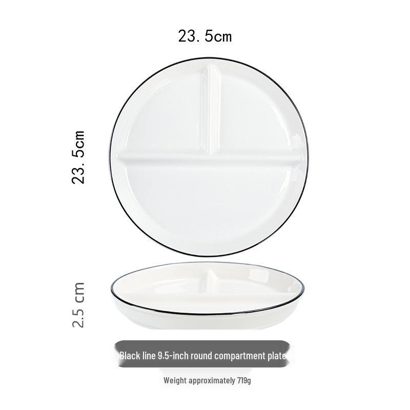 Portion Control Ceramic Plate: Round 3-Compartment, Square 5-Compartment for Diet & Kids' Meals