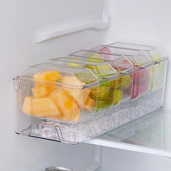 Outdoor Crisper with Lid Multi-Grid Transparent Food-Grade Container Dustproof Spill-Proof Lunch Box for Camping Picnic And Refrigerator