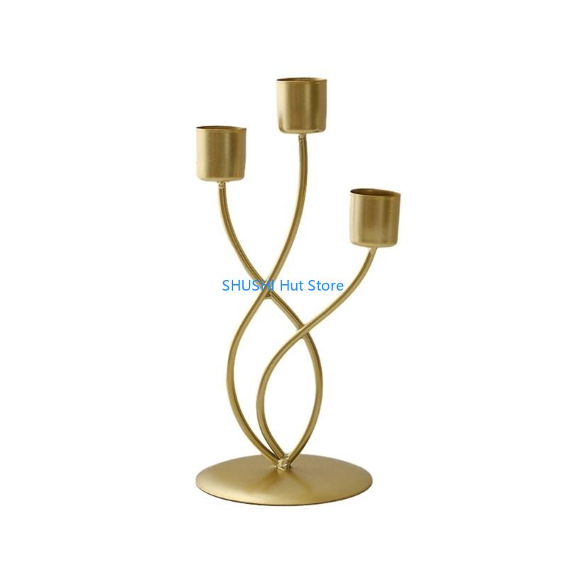 Nordic Styles Vintage Metal Iron Holder Decorative Stand Candlestick for Wedding Dining Table Centerpiece D57B