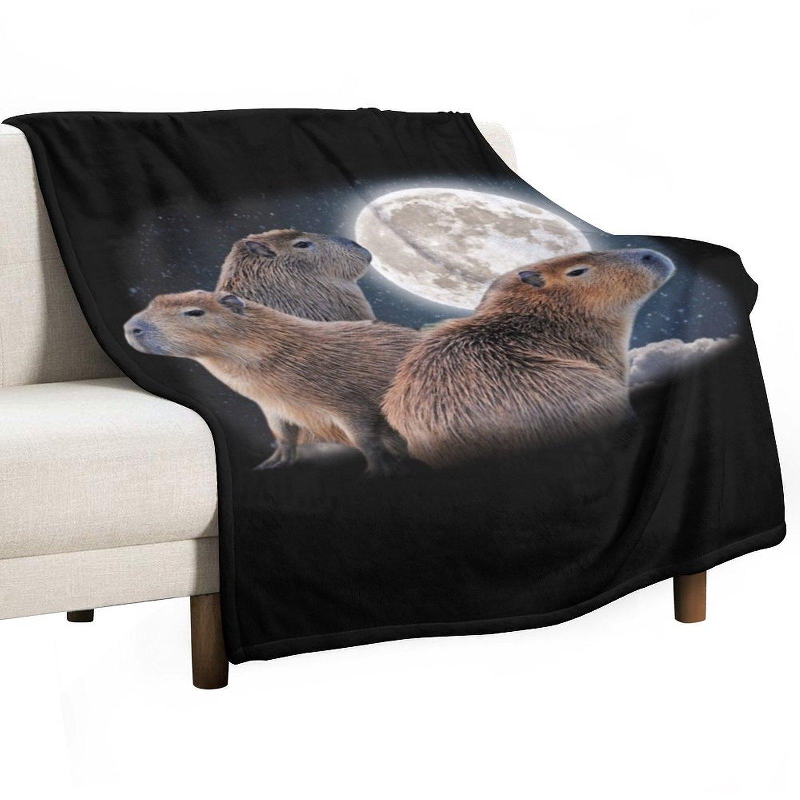 

Three Capybaras and Moon Funny Capybara Humor Parody Throw Blanket christmas decoration Soft for babies Loose Blankets 30x40in