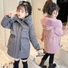 Zimní holčička Bavlněná bunda Dívčí plyšový zesílený kabát Sametová zateplená bunda pro dívky Parka Snowsuit Teenager s kapucí Dětské svrchní oblečení