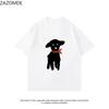 ZAZOMDE Trendy Simple Front Print Tshirt Cute Cartoon Lamb Wearing Red Scarf Short Sleeve Loose Unisex Summer Street Tees