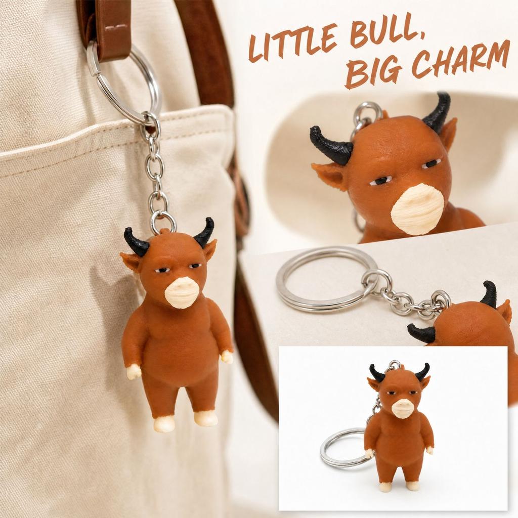 3D Printed Funny Cow Figurine Keychain Novelty Doll Pendant for Bag Backpack Car Party Gift