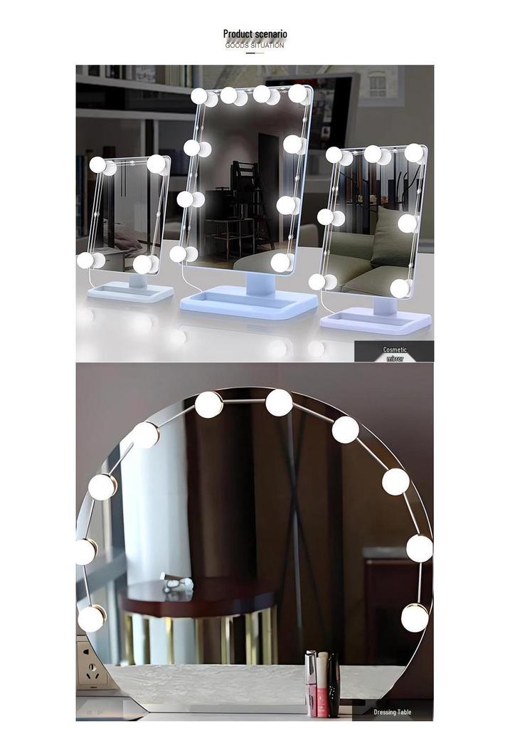 45mm USB Hollywood Makeup Mirror LED Bulb - Three-Color Fill Light, No-Drill Vanity Front Light