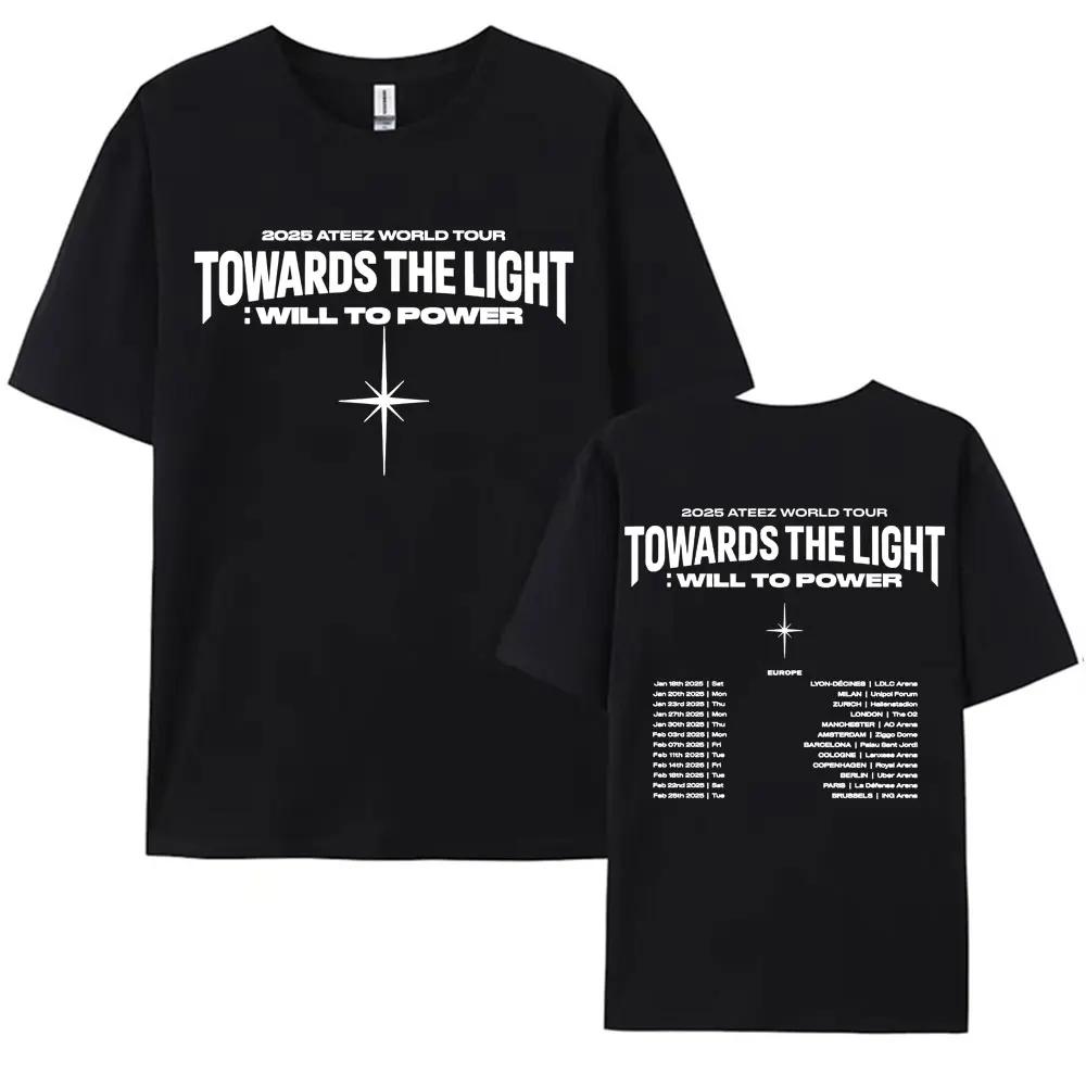 ZheXiong TEE 2025 Ateez Wereldtournee Naar Het Licht: Will To Power T-shirt Heren Dames Koreaanse Mode Hoge Kwaliteit Casual 100% Katoenen T-shirts XL