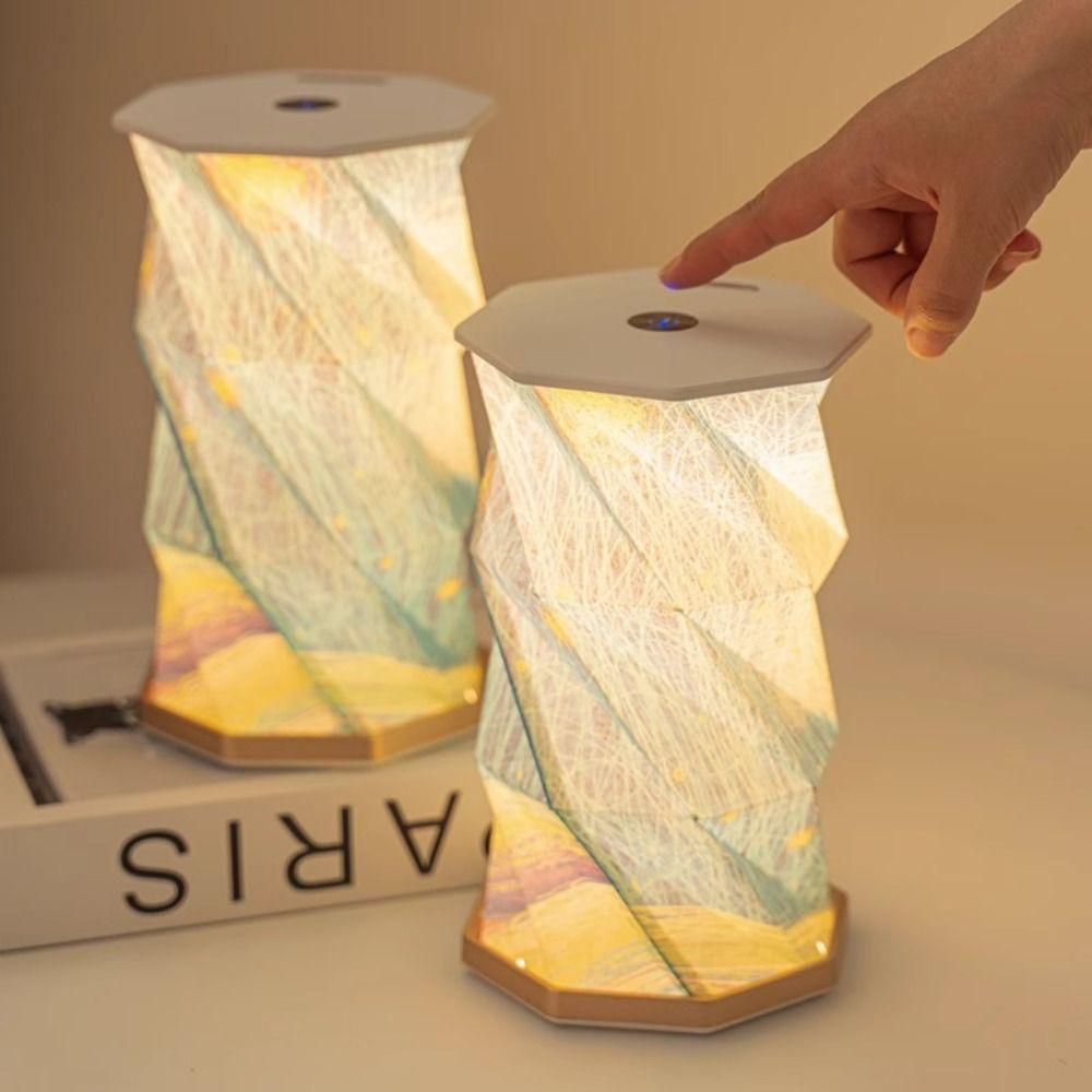 Creative Art Starry Night Light Starry Sky Pattern Origami Lamp Led Table Lamp  Christmas Gift