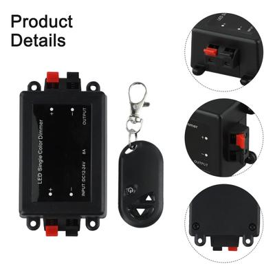 Wireless RF Remote Controller Dimmer Switch 8A 12V 24V For LED Strip Light With Smooth Dimming And On/Off Control