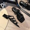 Mode Damenschuhe in großen Größen 2025 Sommer Mode Rutschfeste High-Heel-Slipper Outdoor Eckige Zehenpartie Klobiger Absatz Schnallenriemen Damen Sandalen