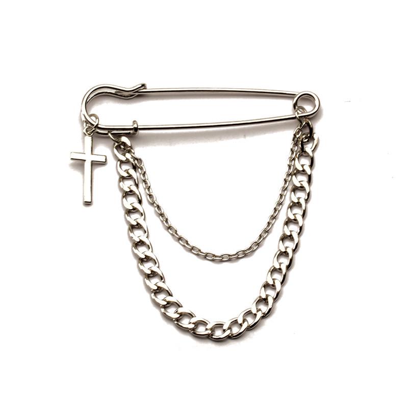 Korean Harajuku Style Metal Chain Brooch – Trendy Hip Hop Street Fashion Accessory for Men and Women