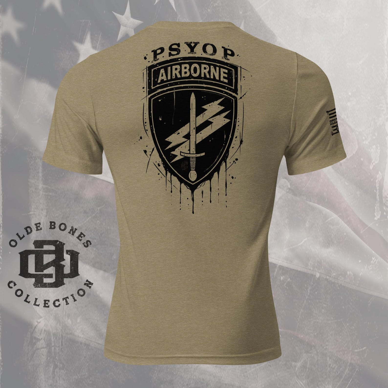 Army PSYOP Tri-Blend Olive Military T-Shirt L