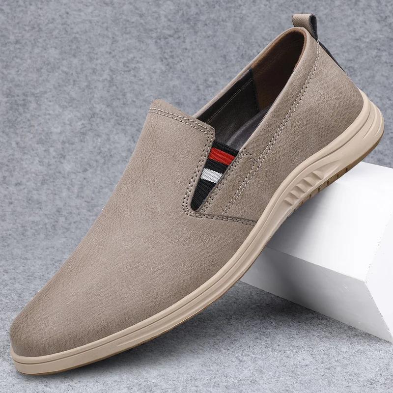 

Fashion Brand Men s Spring Comfortable Non Slip Casual Leather Shoes Fashionable Outdoor Men Breathable Round Toe Soft Soled Bean Shoes 44