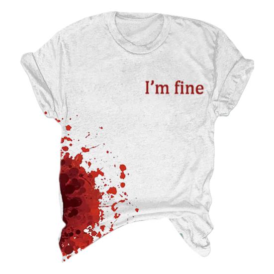 Women T-shirt Round Neck Short Sleeve Horror Halloween Print Tee Shirt Thin Stretchy Cosplay Festivals